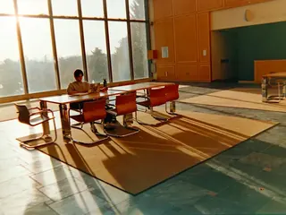 日の差し込む大学の図書館